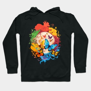 Colorful Butterfly Vortex Colorsplash Design Hoodie